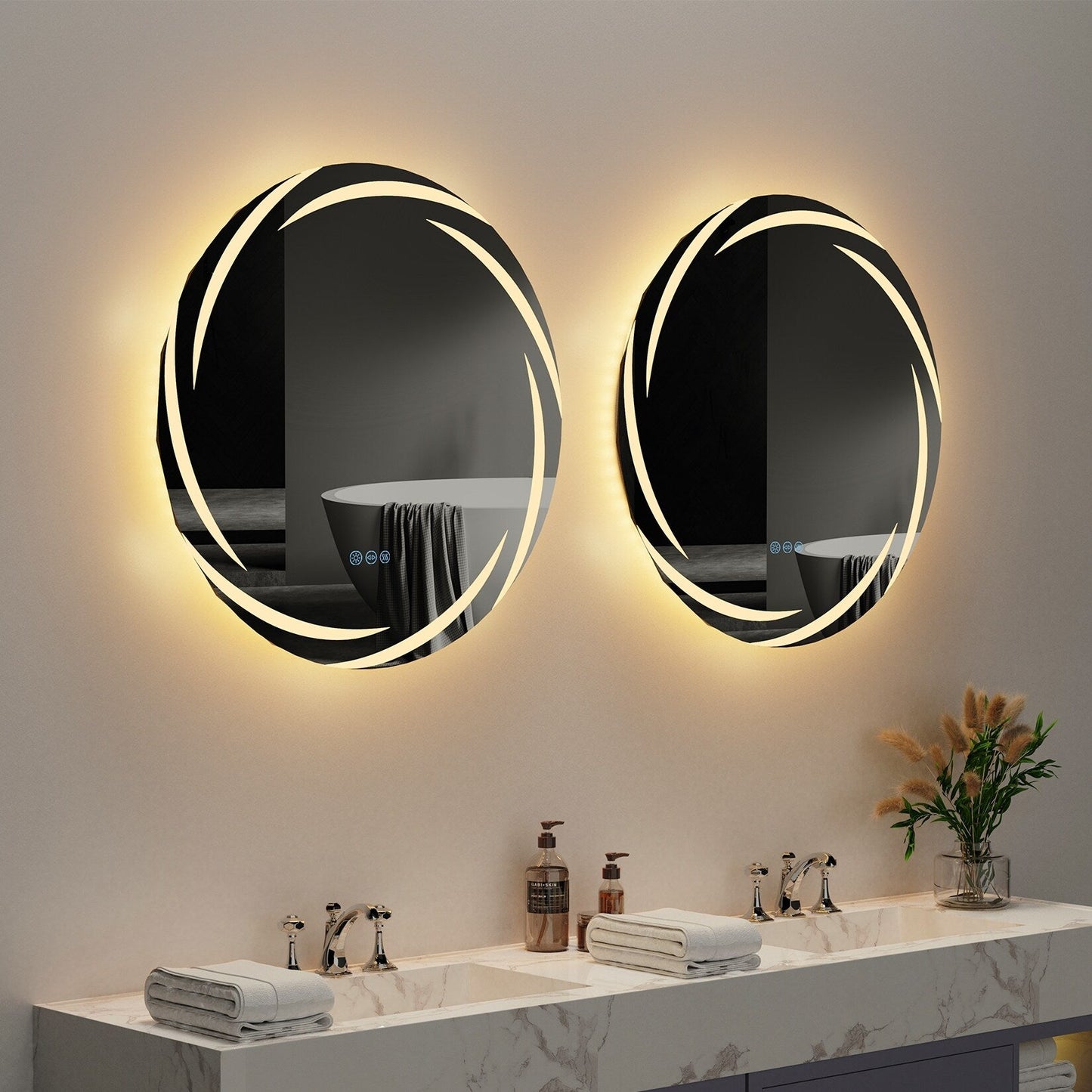 Specchio da bagno con luce LED touch impermeabile e antiappannamento, dimmerabile