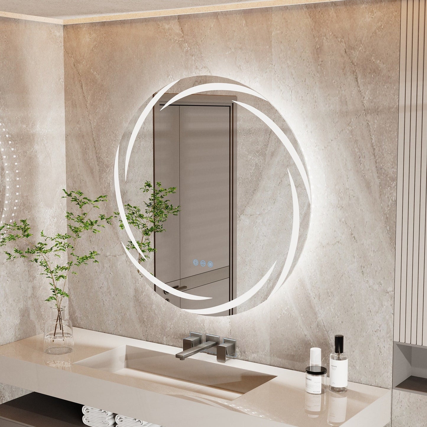 Specchio da bagno con luce LED touch impermeabile e antiappannamento, dimmerabile