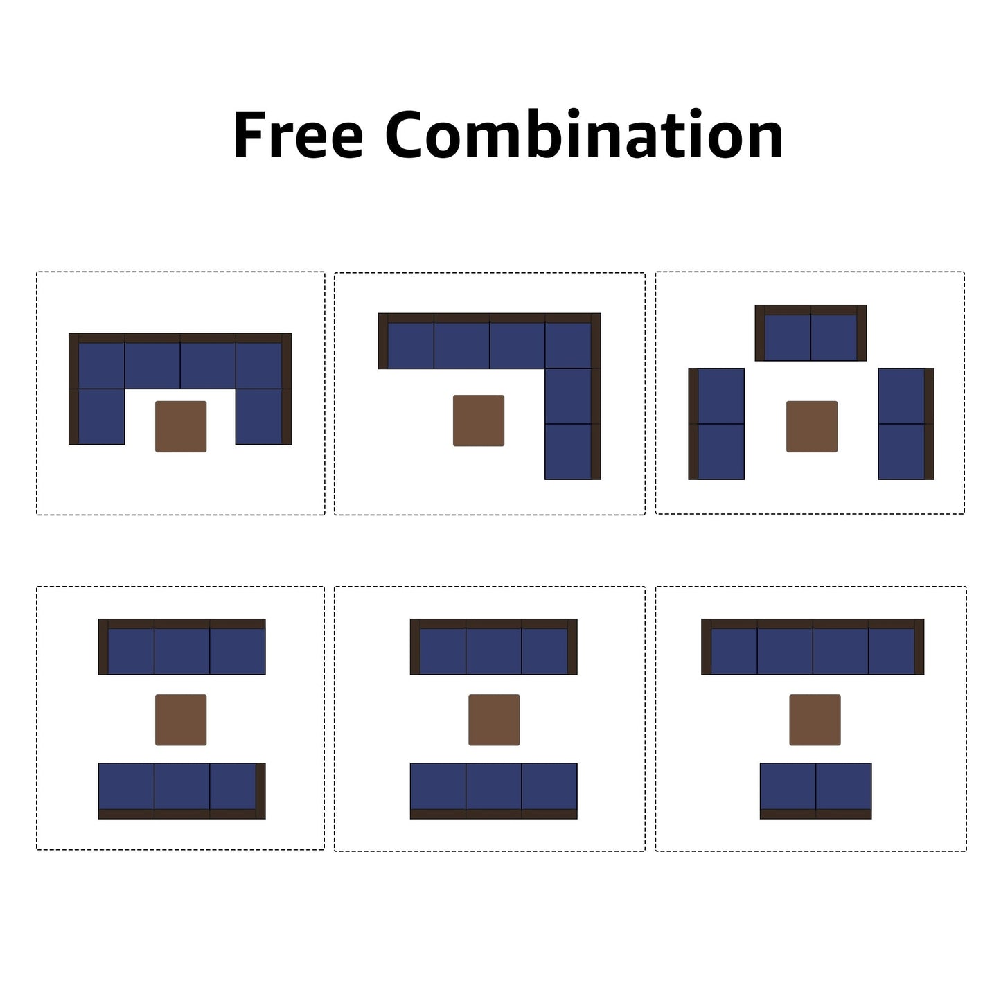 Set di divani componibili imbottiti da esterno in vimini/acciaio da 7 pezzi