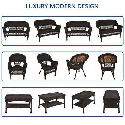 Set da conversazione in vimini da 4 pezzi per patio