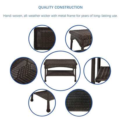 Set da conversazione in vimini da 4 pezzi per patio