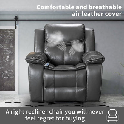 Poltrona reclinabile con seduta ampia e resistente in pelle, per massaggio e calore