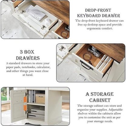 Scrivania direzionale da fattoria da 60 pollici, scrivania in legno per ufficio domestico, scrivania per computer