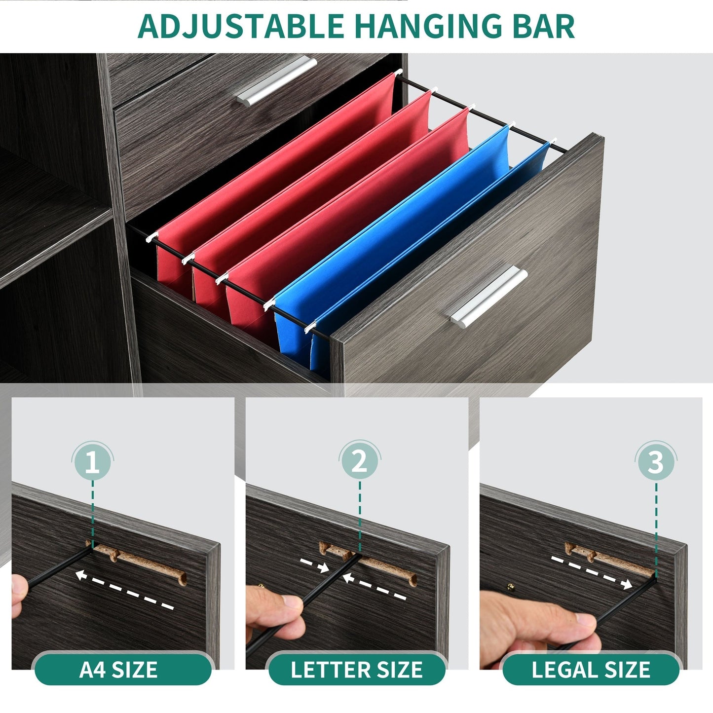 Mobiletto portadocumenti in legno con stazione di ricarica Mobiletto portadocumenti laterale mobile con serratura Adatto a documenti in formato A4 Letter Legal