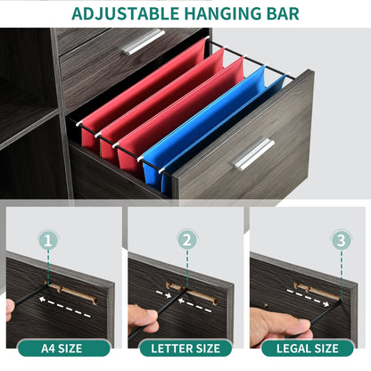 Mobiletto portadocumenti in legno con stazione di ricarica Mobiletto portadocumenti laterale mobile con serratura Adatto a documenti in formato A4 Letter Legal