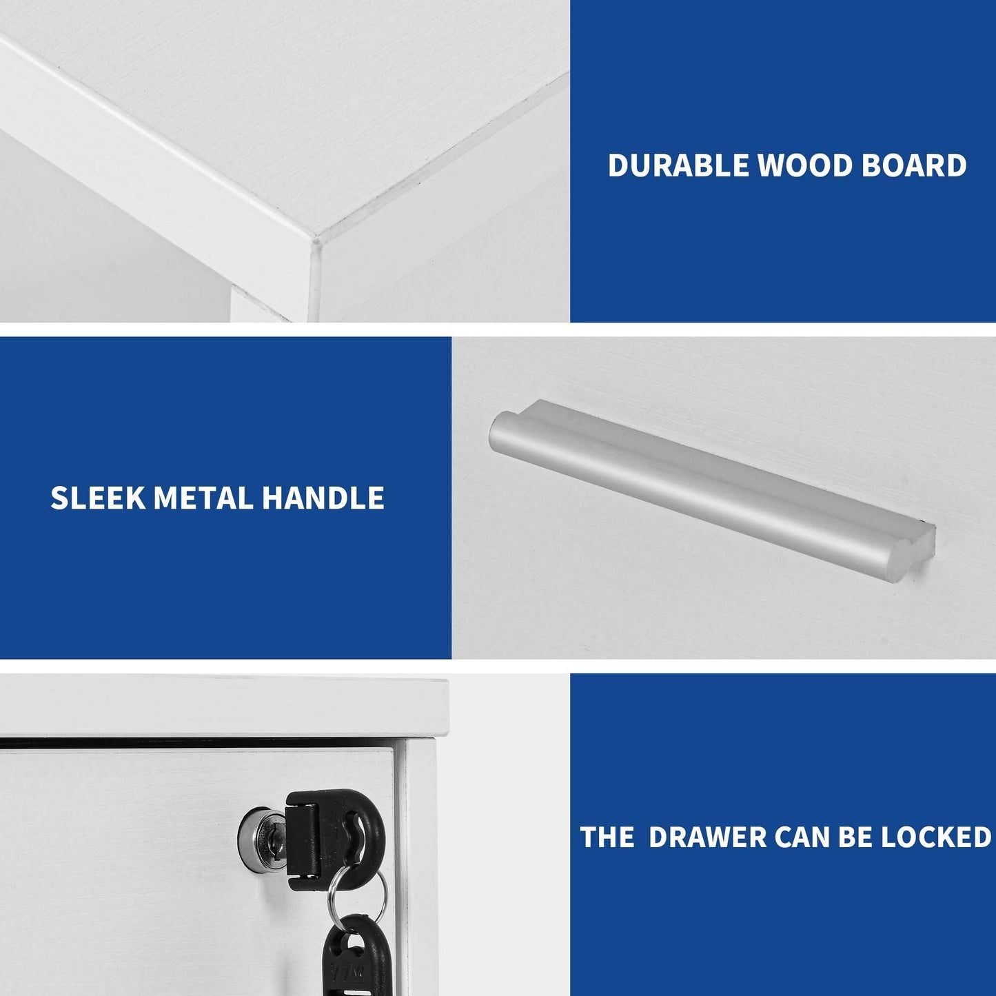 Mobiletto portadocumenti in legno con stazione di ricarica Mobiletto portadocumenti laterale mobile con serratura Adatto a documenti in formato A4 Letter Legal