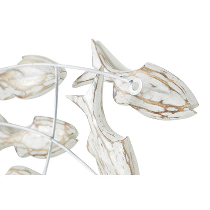 Decorazione murale per la casa a forma di pesce in legno fatto a mano con effetto anticato marrone - Bianco - Roche River Decor