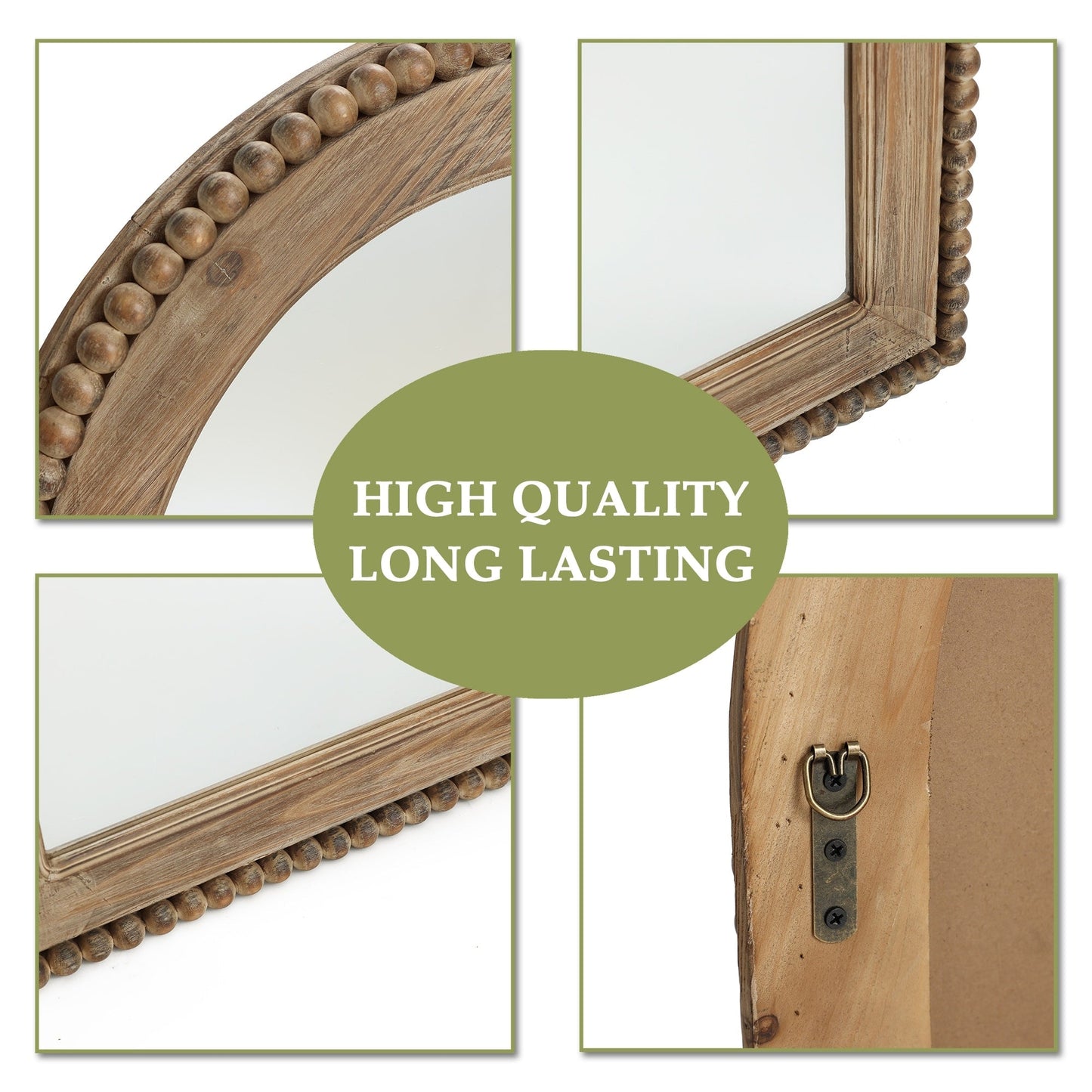 Specchio da parete con finestra ad arco e cornice in legno, specchio da parete per bagno - 39,25 A x 25,87 L x 1,5 P