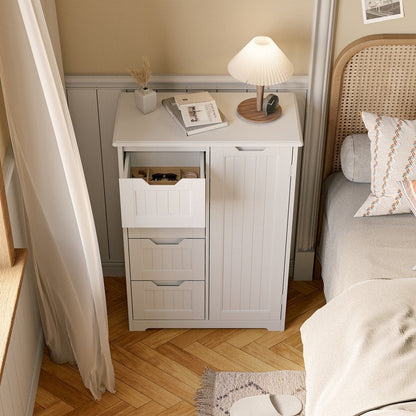 Mobiletto portaoggetti da pavimento per bagno, mobiletto portaoggetti da pavimento indipendente con 4 cassetti e ripiano regolabile