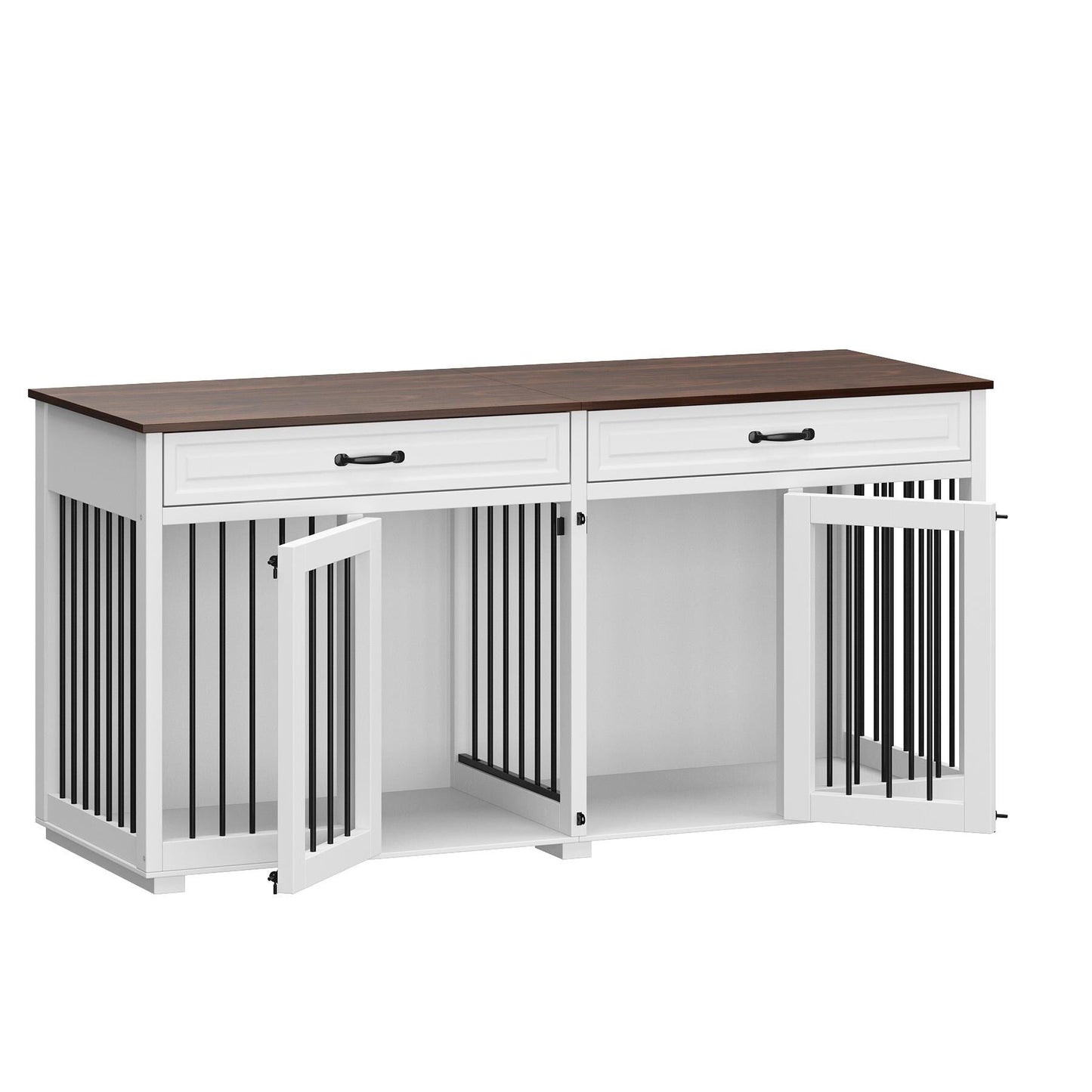 Cuccia per cani in legno con due cassetti e divisorio