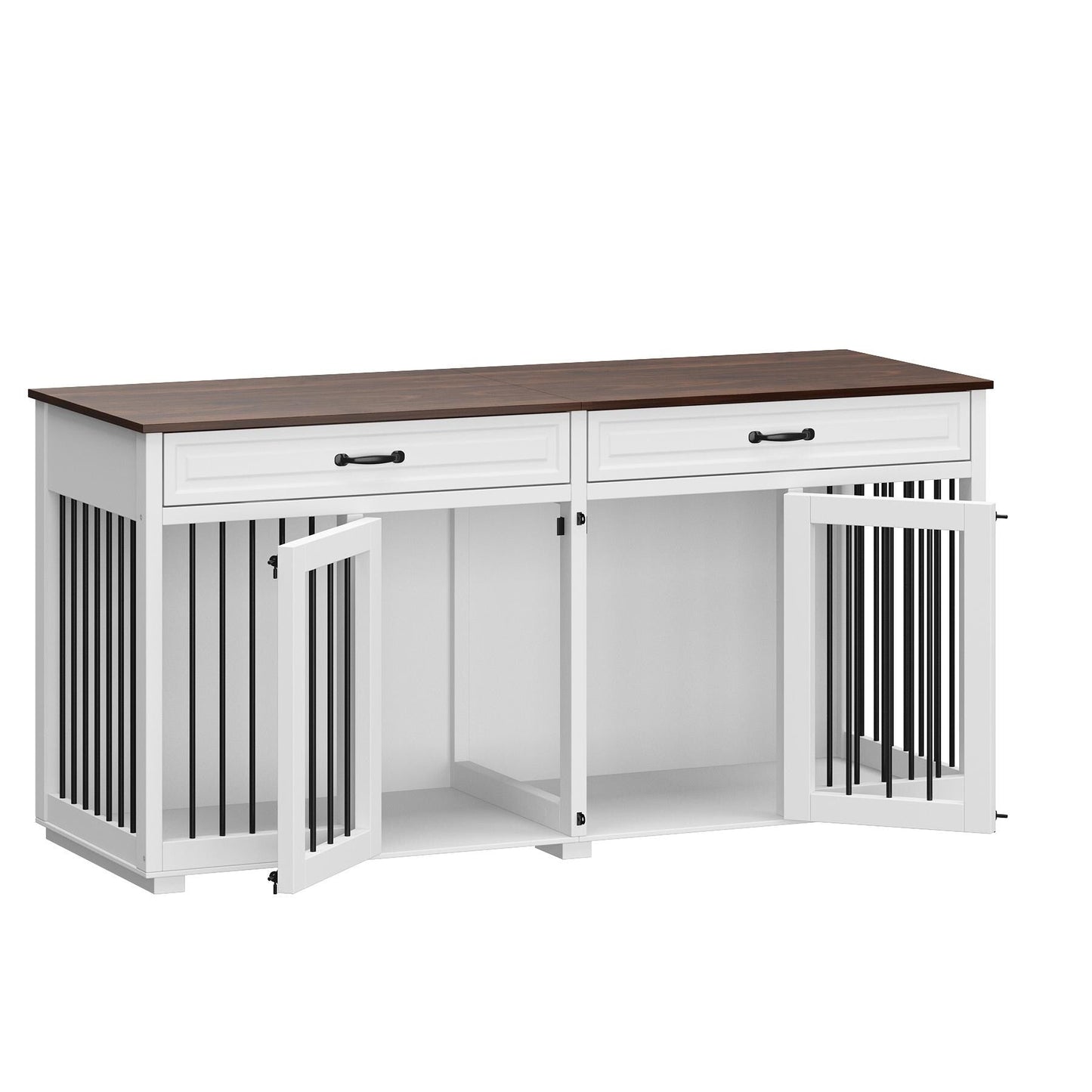 Cuccia per cani in legno con due cassetti e divisorio