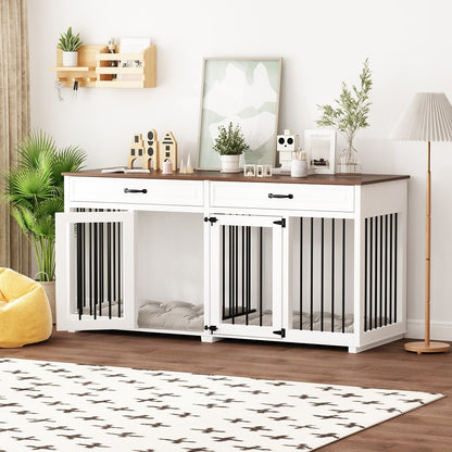 Cuccia per cani in legno con due cassetti e divisorio