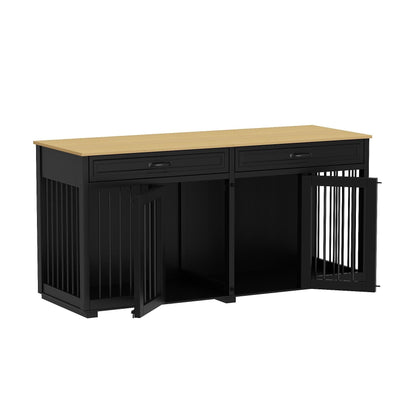 Cuccia per cani in legno con due cassetti e divisorio