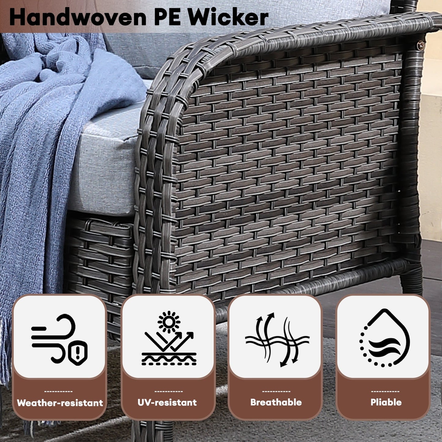 Set da conversazione per esterni XIZZI da 4 pezzi con tavolo