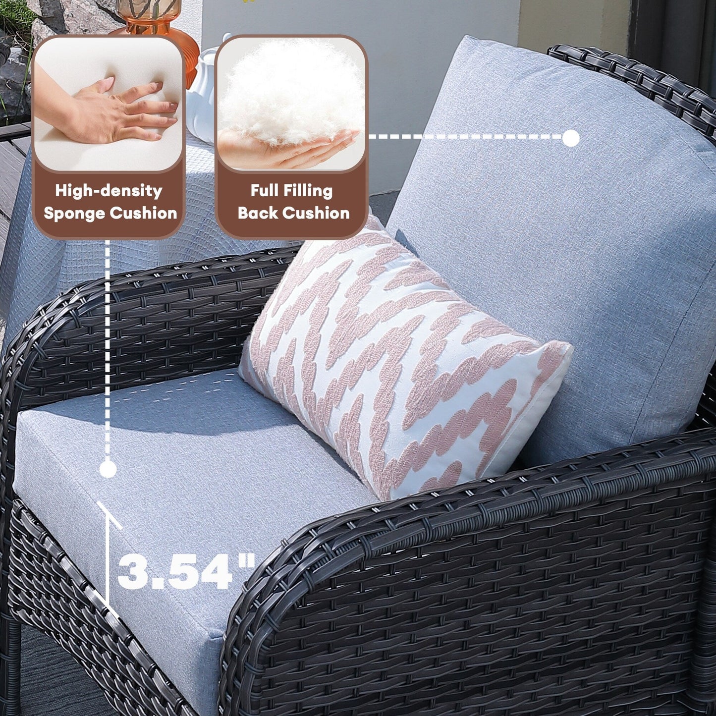 Set da conversazione per esterni XIZZI da 4 pezzi con tavolo