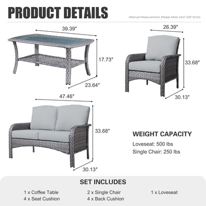 Set da conversazione per esterni XIZZI da 4 pezzi con tavolo