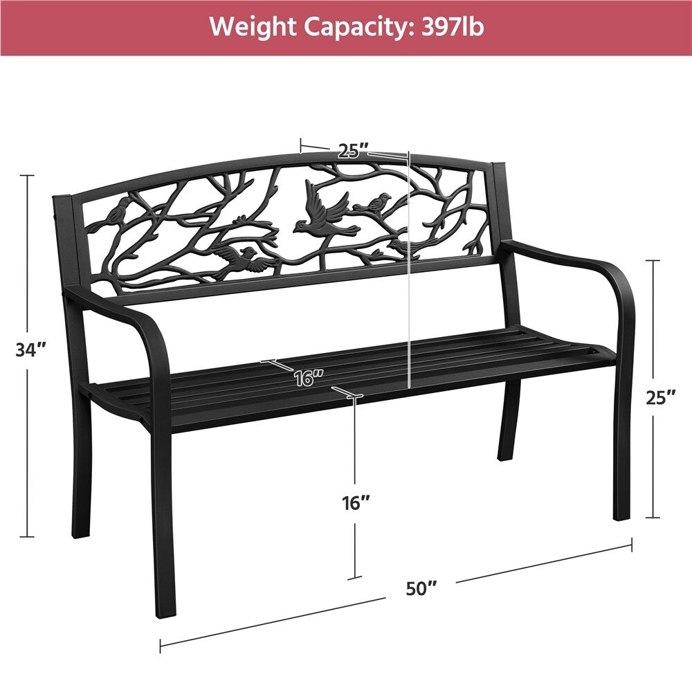 Panca da giardino Yaheetech per esterni, in metallo, per veranda - N/D