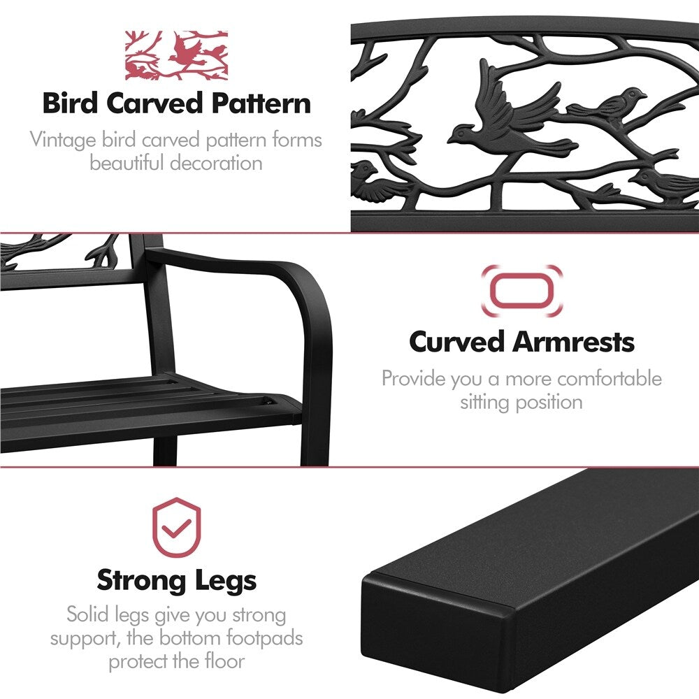 Panca da giardino Yaheetech per esterni, in metallo, per veranda - N/D