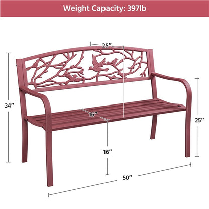 Panca da giardino Yaheetech per esterni, in metallo, per veranda - N/D