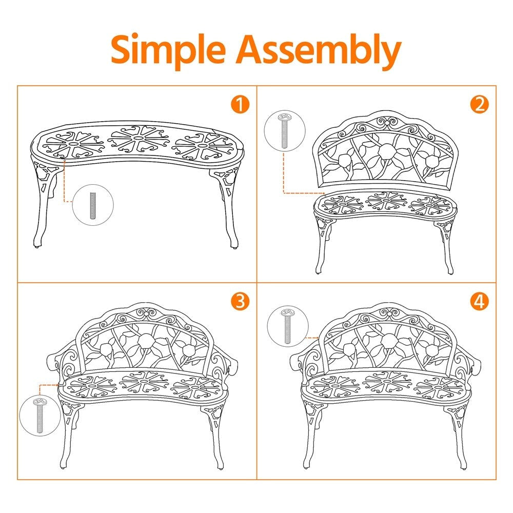 Panca da giardino in metallo per esterni Yaheetech - N/A