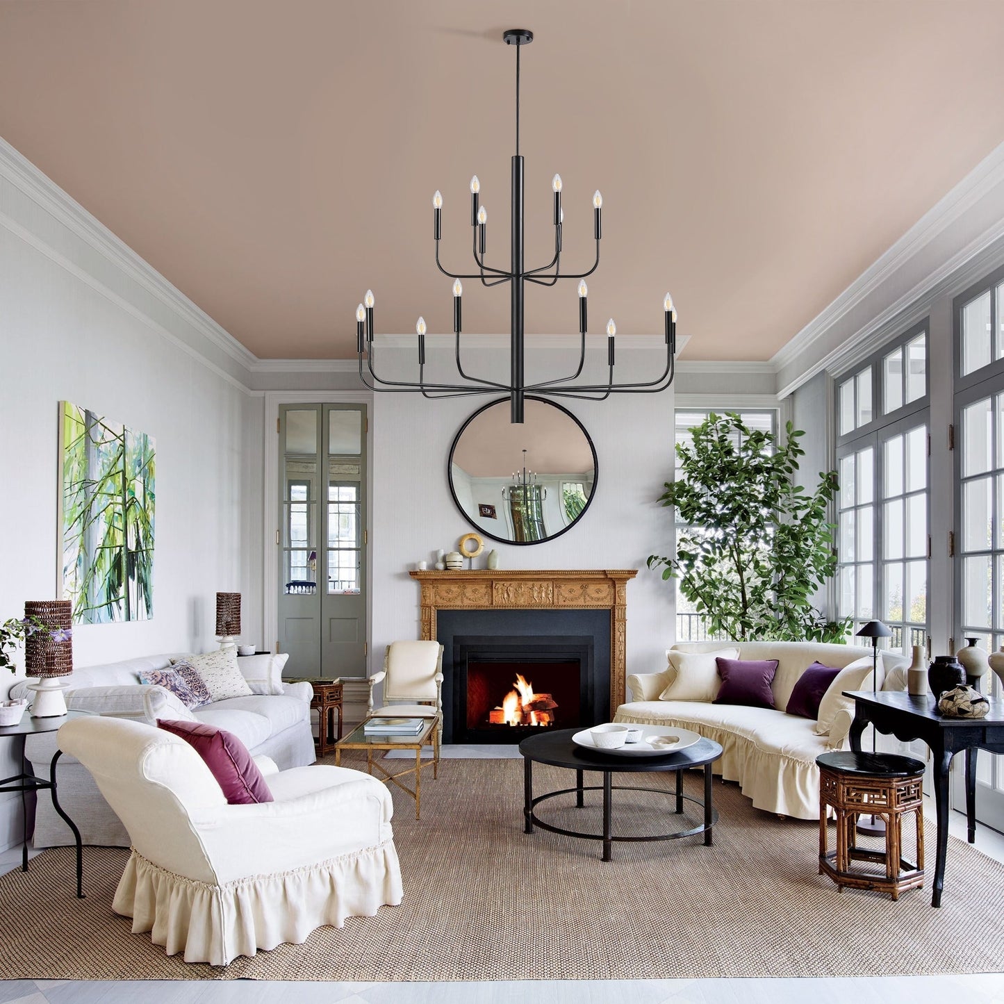 Lampadario minimalista a 15 luci, design antico a 2 livelli - 48