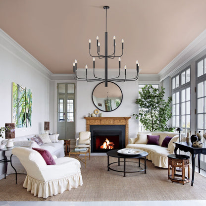 Lampadario minimalista a 15 luci, design antico a 2 livelli - 48