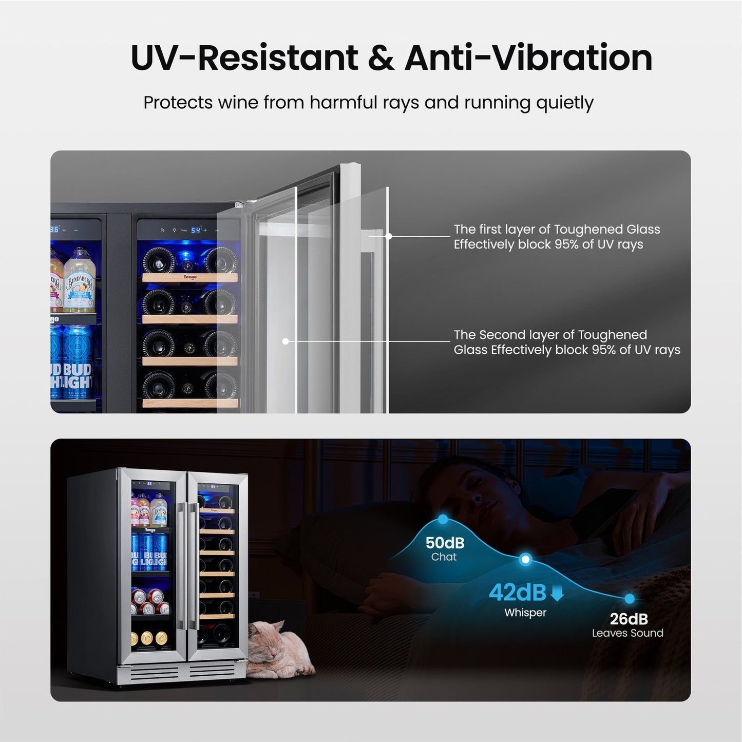 Frigorifero per vino/bevande da 24 pollici, frigorifero DUAL ZONE da 20 bottiglie/60 lattine - 24 pollici