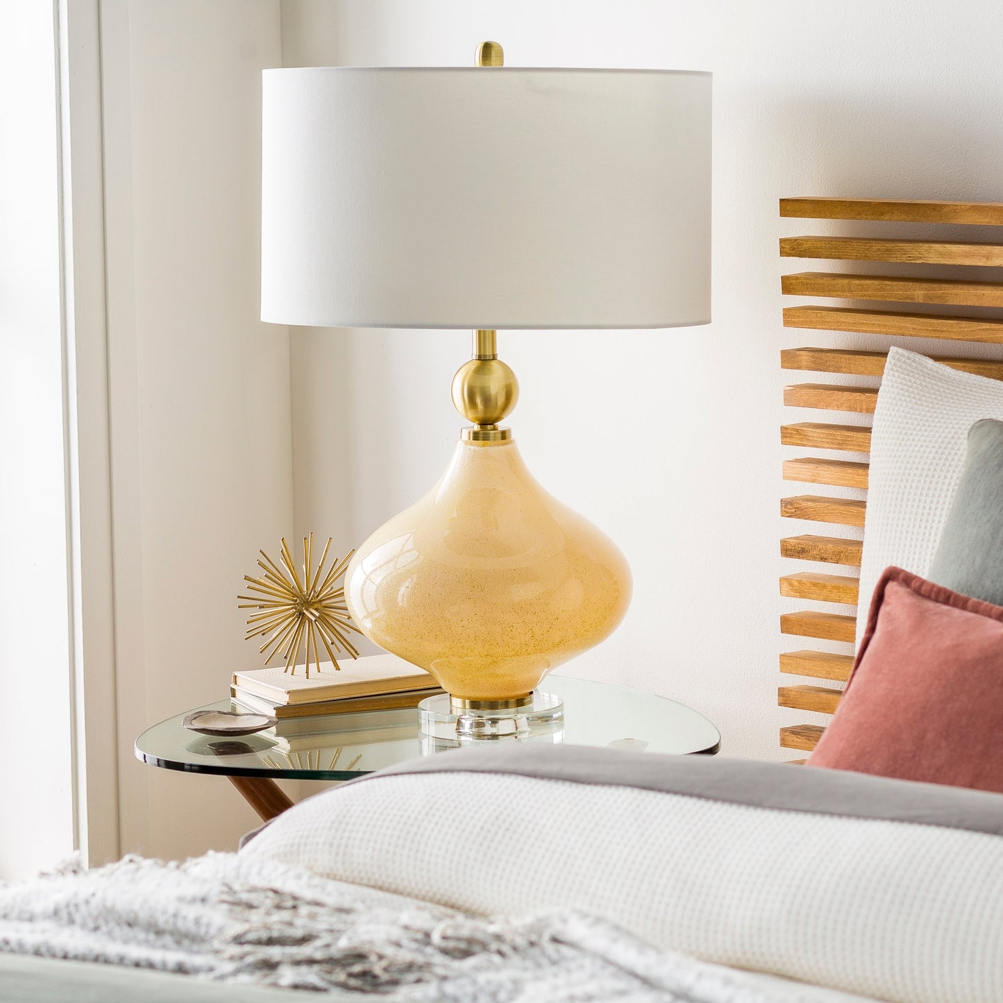 Lampada da tavolo a forma di zucca in vetro dipinto Zayaan