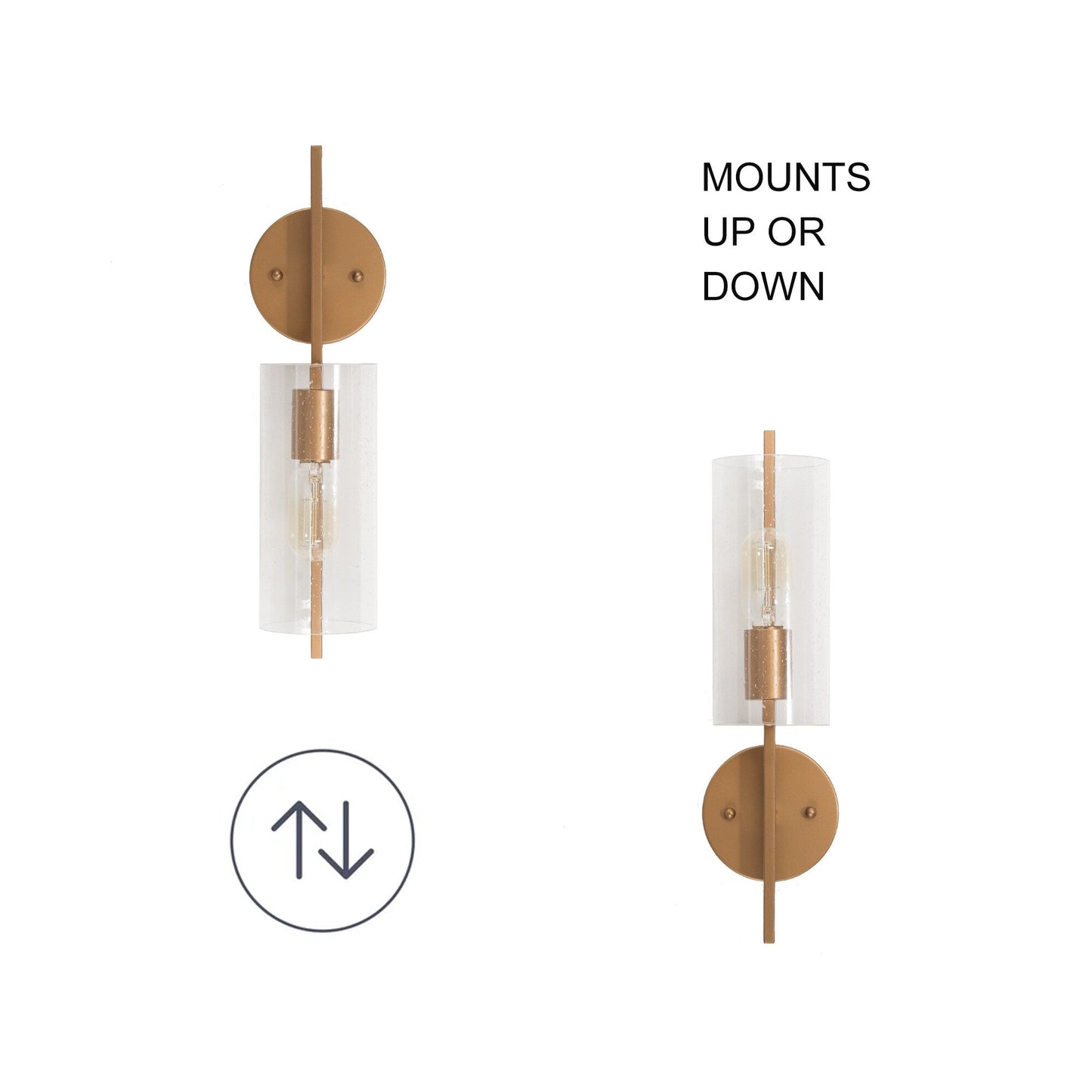 Applique da parete per bagno Zenith Modern Farmhouse Cylinder in vetro seminato