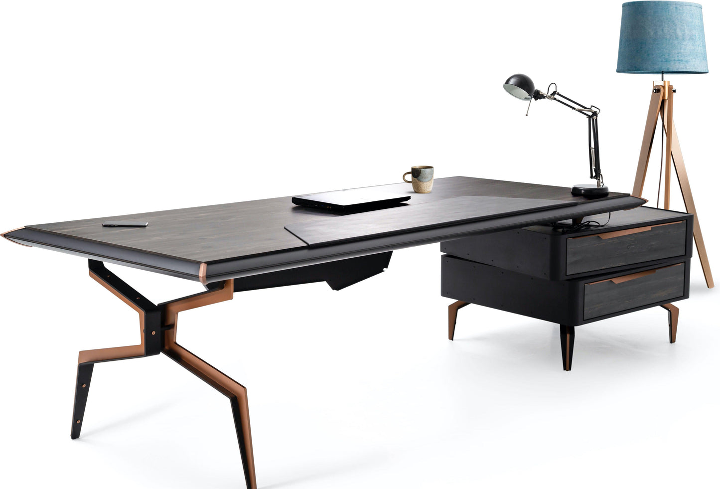 Tavolo direzionale Brooklyn con tavolino laterale/piedistallo