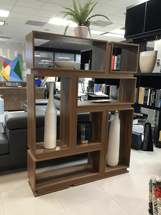 Libreria impiallacciata in noce