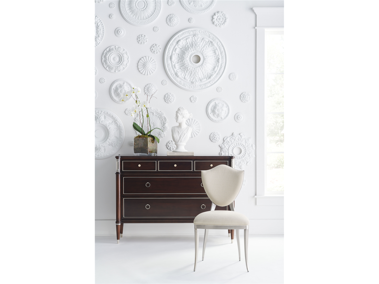 Sedia da pranzo Babs Shield Me in cromo leggermente spazzolato