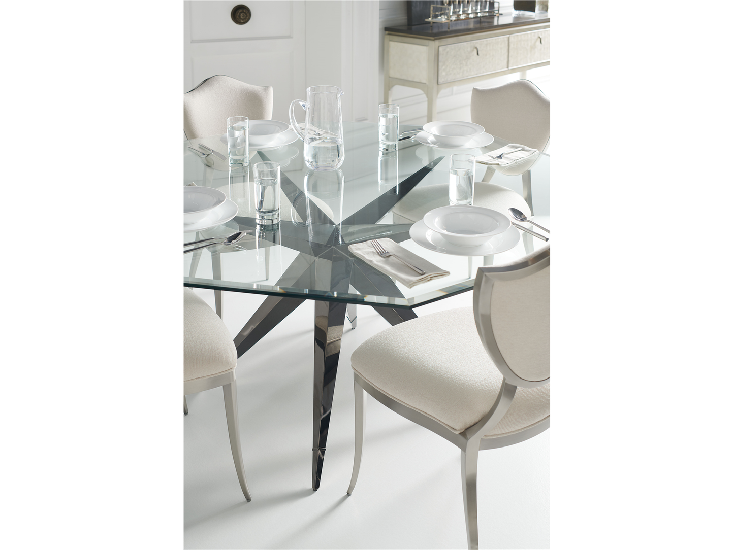 Sedia da pranzo Babs Shield Me in cromo leggermente spazzolato