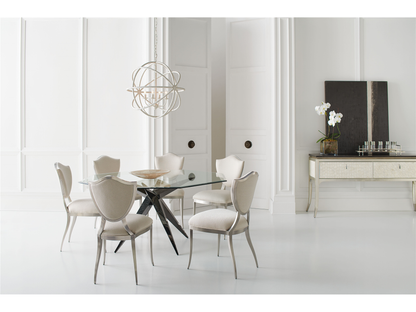 Sedia da pranzo Babs Shield Me in cromo leggermente spazzolato