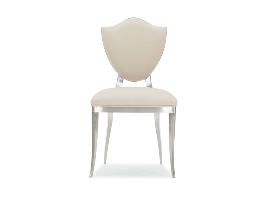 Sedia da pranzo Babs Shield Me in cromo leggermente spazzolato