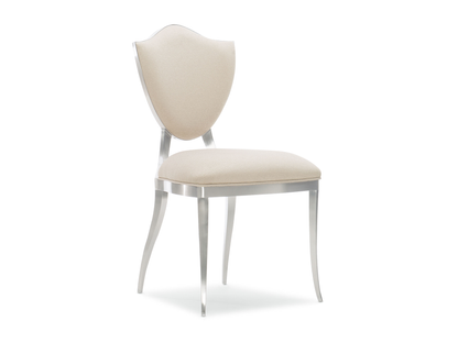 Sedia da pranzo Babs Shield Me in cromo leggermente spazzolato