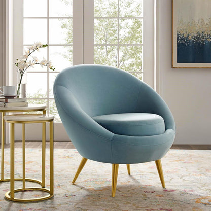 Poltrona Circa Velvet Accent in azzurro