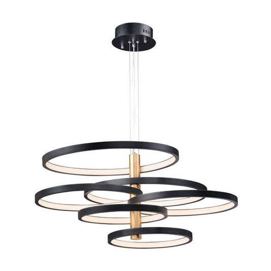 Lampadario a cerchio nero e oro 45,25 L x 37,5 W