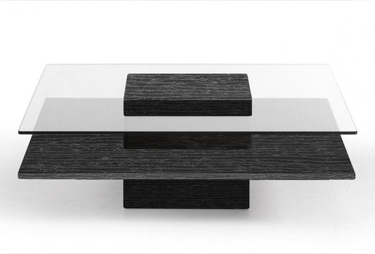 Tavolino da caffè Reverie in olmo grigio e vetro