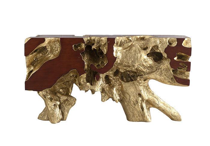 Tavolo consolle Freeform - Piccolo in foglia oro/finto legno