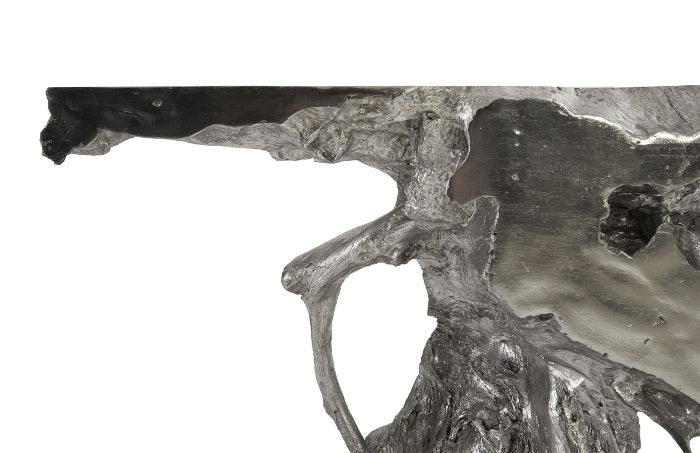 Tavolo consolle Freeform in foglia argento