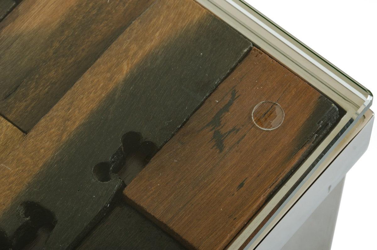 Tavolino moderno rettangolare in legno e mosaico Sara